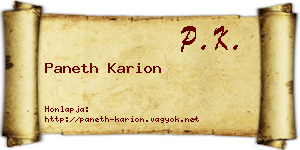 Paneth Karion névjegykártya